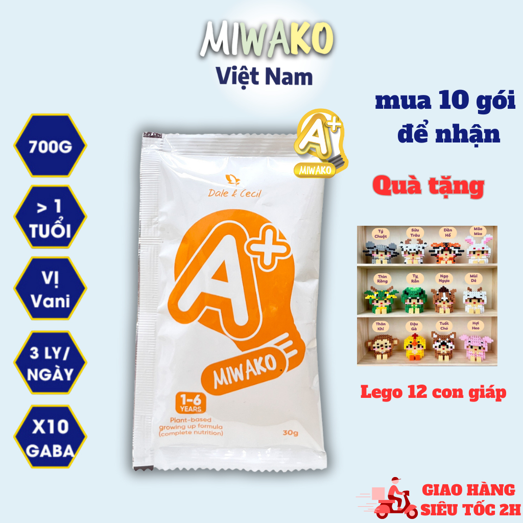 Sữa Công Thức Hạt Thực Vật Hữu Cơ MIWAKO A+ Vị Vani gói 30g x 1 gói Date 5/2025