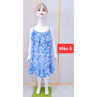 Đầm bé gái tole lanh 2 dây dễ thương mặc hè thoáng mát