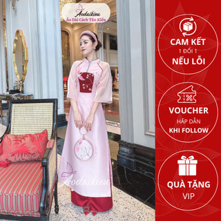 Áo Dài Cách Tân Tafta Đỏ Đô Cao Cấp, Đính Hạt Thủ Công Cho Nàng Đi, Lễ Hội, A14 Áo Dài Cách Tân Kiều