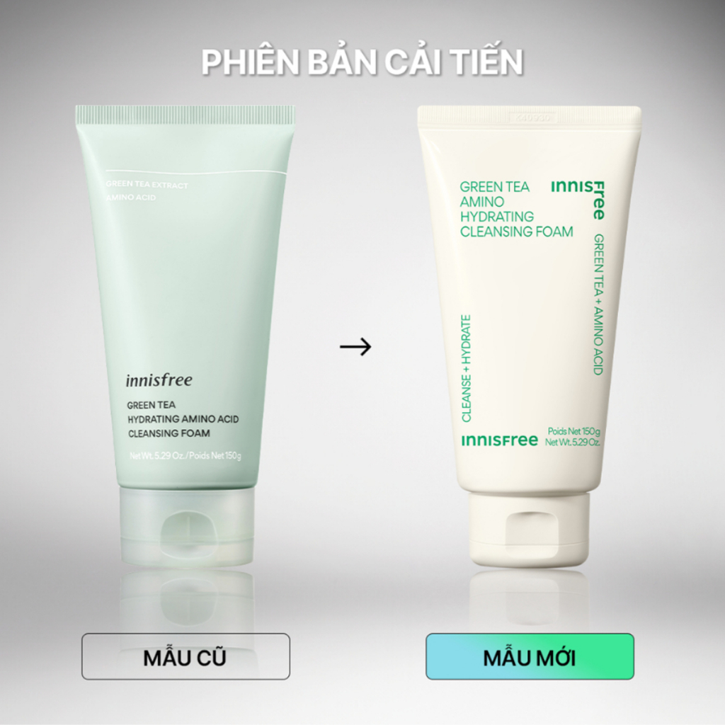 Sữa Rửa Mặt Trà Xanh Innisfree Green Tea Hydrating Amino Acid Cleansing Foam Làm Sạch Sâu 150g