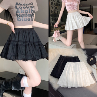 Chân Váy Mini Bèo Cạp Ren Chất Thô Bồng Bềnh 2 Màu Đen Trắng Có Quần Trong, Labibi