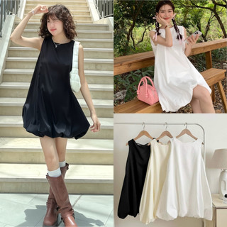 Váy Bí Sát Nách Bồng Xòe Thắt Nơ Sau Lưng, Đầm Babydoll Phong Cách Hàn Quốc Mùa Hè, Labibi
