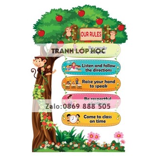 Trang trí phòng tiếng anh - nội quy tiếng anh cây sắc màu ta035