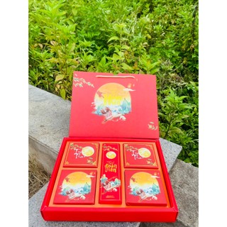 Set 10 bộ hộp đựng bánh trung thu 4 bánh trà dao dĩa 6 bánh quà tặng
