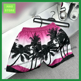 Quần Short Gió Nam DSQ Hồng Trắng Hoạ Tiết Cây Dừa Hoàng Hôn 3D Cạp Chun Dây Rút . Quần Đùi Siêu Cấp Dành Cho Boy Phố