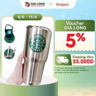 Cốc Giữ Nhiệt STARBUCKS 900ML Nắp Chống Tràn Cao Cấp TẶNG KÈM TÚI VÀ SET ỐNG HÚT INOX