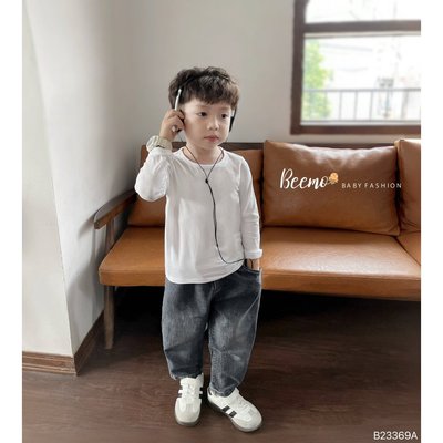 Áo phông Beemo dài tay cho bé trai basic chất liệu poly co giãn, giữ ấm tốt mặc đi học, đi chơi, mix đồ B23369AD