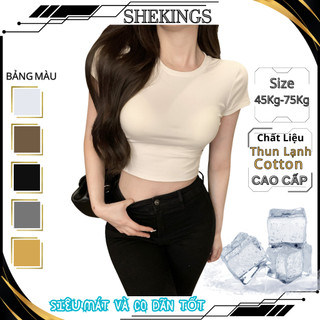 Áo croptop nữ, áo thun trơn nữ shekings cotton dễ phối chân váy quần jeans ms42