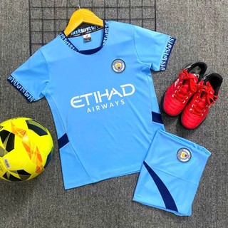 Quần áo bóng đá trẻ em Manchester City logo thêu thun lạnh cao cấp A4