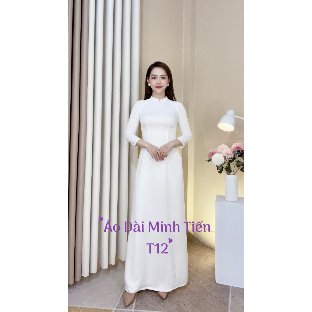 Áo Dài Lụa Tây Thi Trắng Trơn 2 Tà (1 tà trước và 1 tà sau) Hàng May Thủ Công Tỉ Mỉ - Màu Trắng
