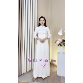Áo dài lụa tây thi trắng trơn 2 tà