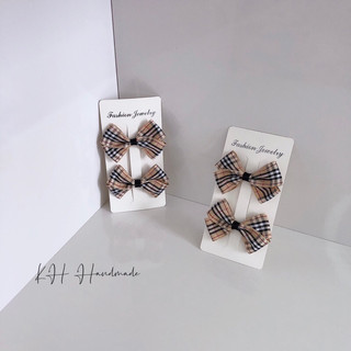Set 2 kẹp tóc kẻ bbr size 7,3cm * 5cm cho bé gái ( ảnh thật )