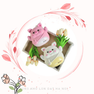 Heo đất tiết kiệm đeo túi thỏ, lợn đất tiết kiệm đeo túi thỏ thạch cao