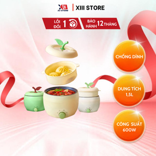 Nồi điện mini đa năng [hình quả táo], nồi đa năng có khay hấp, nồi chống dính 100%