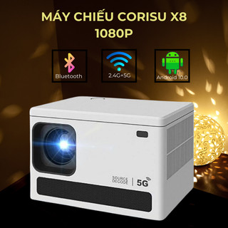 Máy chiếu mini HD siêu nét Corisu X8 kết nối wifi không dây, âm thanh nổi 3D, tích hợp android BH12T