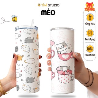 Bình Giữ Nhiệt Cute In Hình Mèo - 600ml - Inox 304 -Tặng Túi Xách - Tỉ Mỉ Studio