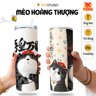 Bình Giữ Nhiệt Hình Mèo Hoàng Thượng - 600ml - Inox 304 - Tặng Túi Xách - Tỉ Mỉ Studio
