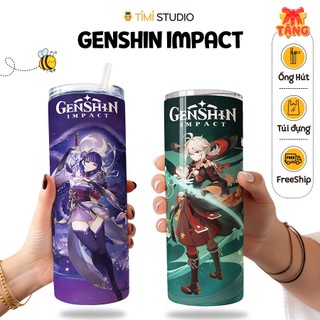 Bình Giữ Nhiệt Hình Genshin Impact - 600ml - Inox 304 - Tặng Túi Xách - Tỉ Mỉ Studio