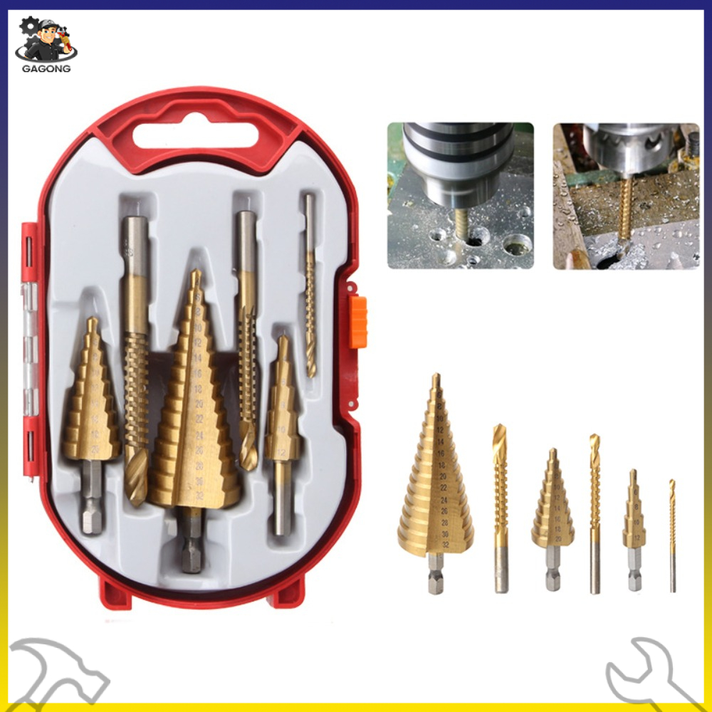 6 Mũi Khoan HSS, Hình Chùa, Mũi Doa, Mũi Doa, Phủ Titan, Bước Nhỏ-Lớn, Khoan Bước, Mũi Doa, Mũi Doa,