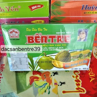 Combo 5 hộp kẹo dừa Bến Tre lá dứa sầu riêng ( hộp 400g, gói máy )
