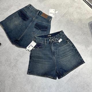 Quần Short Nữ THE QUAO Lưng Cao Thêu Nhấn Túi Xanh Đậm Bụi R0506_466