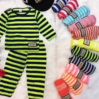Đồ bộ dài tay thu đông cho bé, bộ kẻ dài tay thu đông cho bé trai và gái size từ 6-20kg