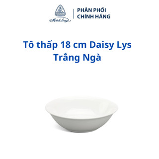 Tô thấp 18 cm daisy lys trắng ngà - gốm sứ cao cấp minh long i