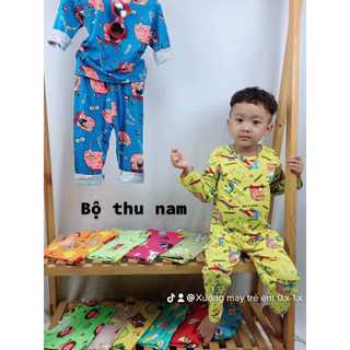 Bộ đồ ngủ thu đông cho bé, bộ dài tay thu đông, bộ đồ họa tiến thú thu đông cho bé trai và gái