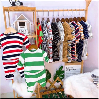 đồ bộ dài tay thu đông cho bé, bộ kẻ dài tay thu đông cho bé trai và gái size từ 6-20kg