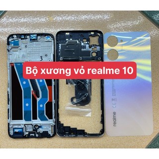 Bộ vỏ+xương sườn+khay sim+kính camera+phím bấm điện thoại realme 10-ráp máy chuẩn