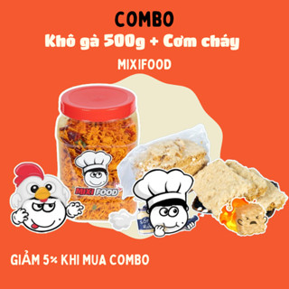 Combo Bá Cháy Khô gà lá chanh hộp 500G và Cơm cháy sốt ruốc (500G/250G) đồ ăn vặt quốc dân chất lượng cao, siêu ngon