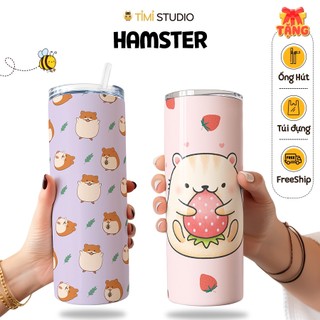 Bình Giữ Nhiệt Hình Chuột Hamster - 600ml - Tặng Túi Xách - Tỉ Mỉ Studio