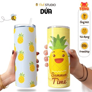 Bình Giữ Nhiệt Quả Dứa - 600ml - Inox 304 - Tặng Túi Xách - Tỉ Mỉ Studio