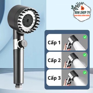 Vòi Sen Tăng Áp Cầm Tay Kèm Cáp Vòi 1m5, Bộ Vòi Hoa Sen Nút Xoay 3 Tốc Độ Tích Hợp Đầu Vòi Massage