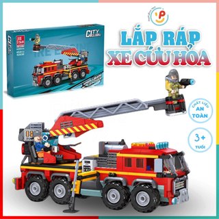 Hộp lắp ráp xếp hình Xe cứu hỏa City Global 454 mảnh 52030 Peekabootoys