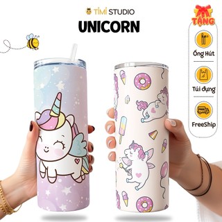 Bình Giữ Nhiệt Hình Kỳ Lân Unicorn - 600ml - Tặng Túi Xách - Tỉ Mỉ Studio