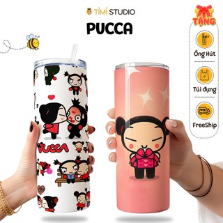  Bình Giữ Nhiệt Pucca Garu - 600ml - Inox 304 Cách Nhiệt Chống Tràn - Tặng Túi Xách - Tỉ Mỉ Studio