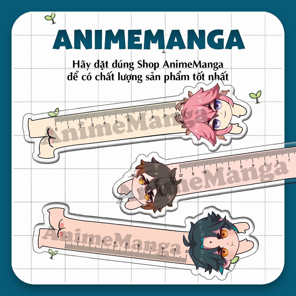 Thước Kẻ Genshin anime chibi dễ thương chất liệu acrylic trong suốt thước kẻ 10cm cute