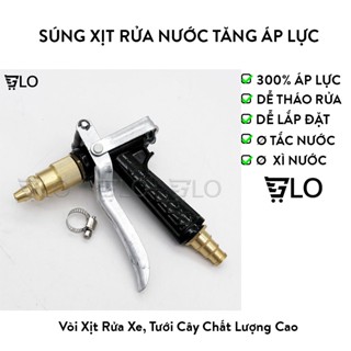 Súng Xịt Rửa Nước Tăng Áp Lực Cao Lên Tới 300%, Vòi Rửa Xe Chuyên Nghiệp Tặng Kèm Cổ Dê Đai Xiết