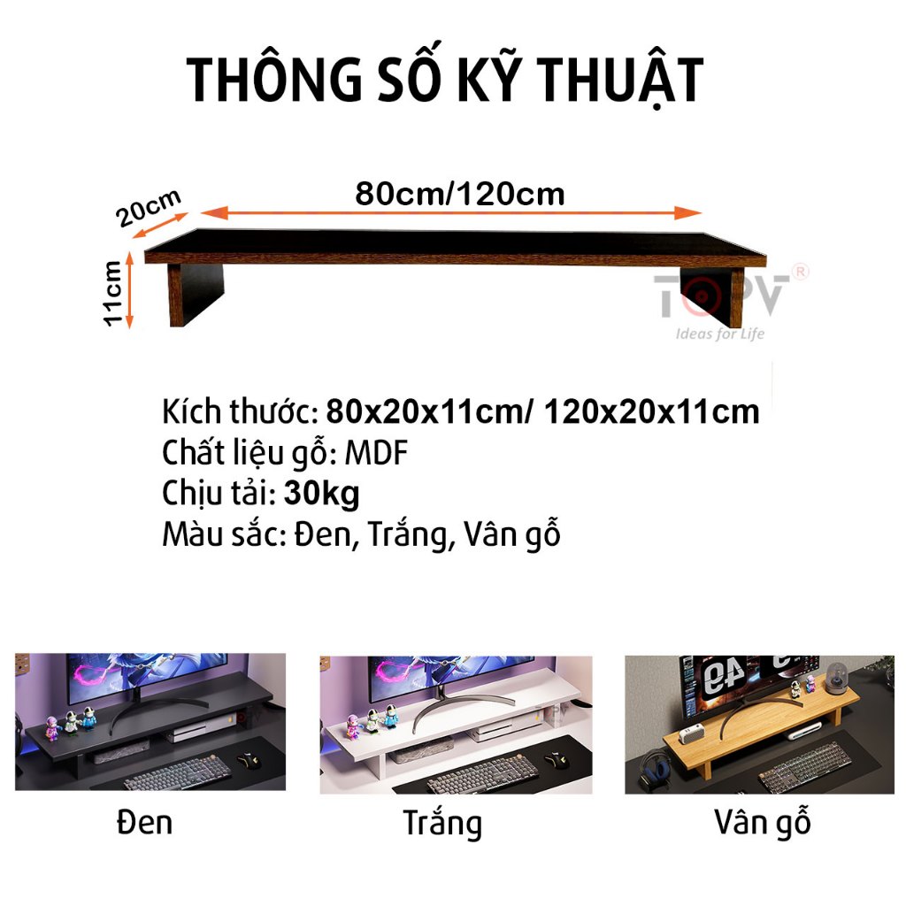 Kệ màn hình máy tính LED  sạc không dây USB giá đỡ màn hình pc decor bàn kệ để máy tính gỗ trắng | BigBuy360 - bigbuy360.vn