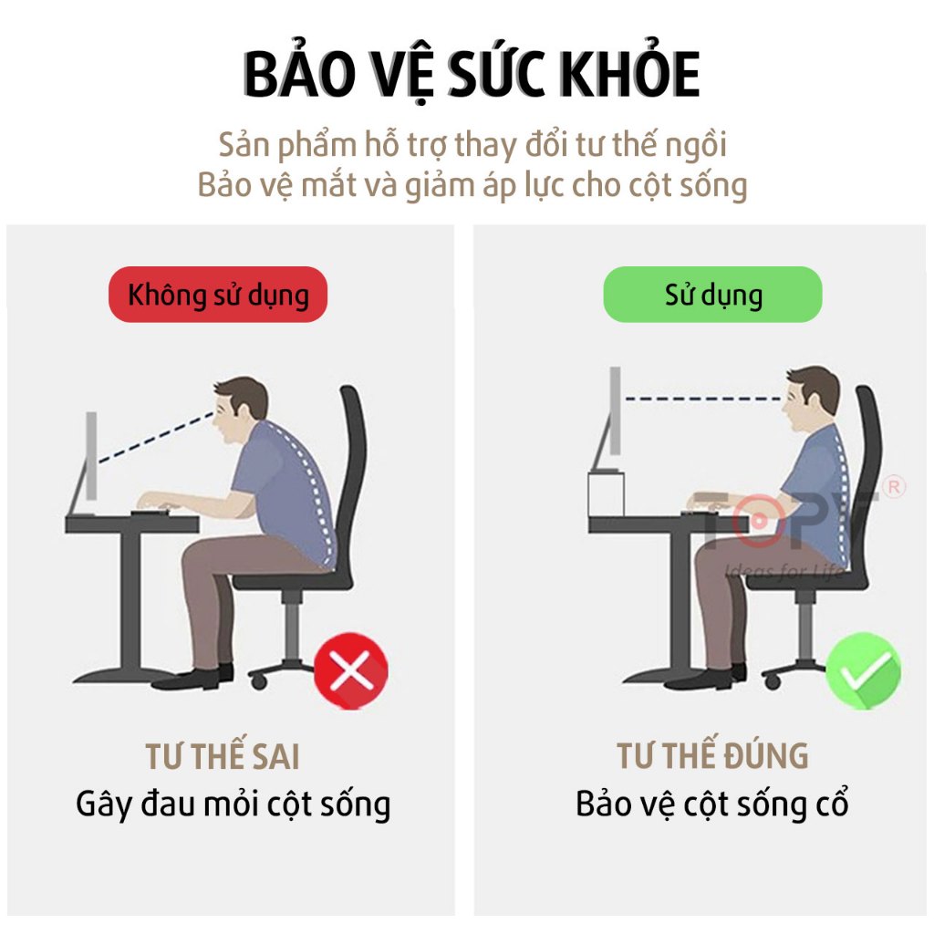 Kệ màn hình máy tính LED  sạc không dây USB giá đỡ màn hình pc decor bàn kệ để máy tính gỗ trắng | BigBuy360 - bigbuy360.vn