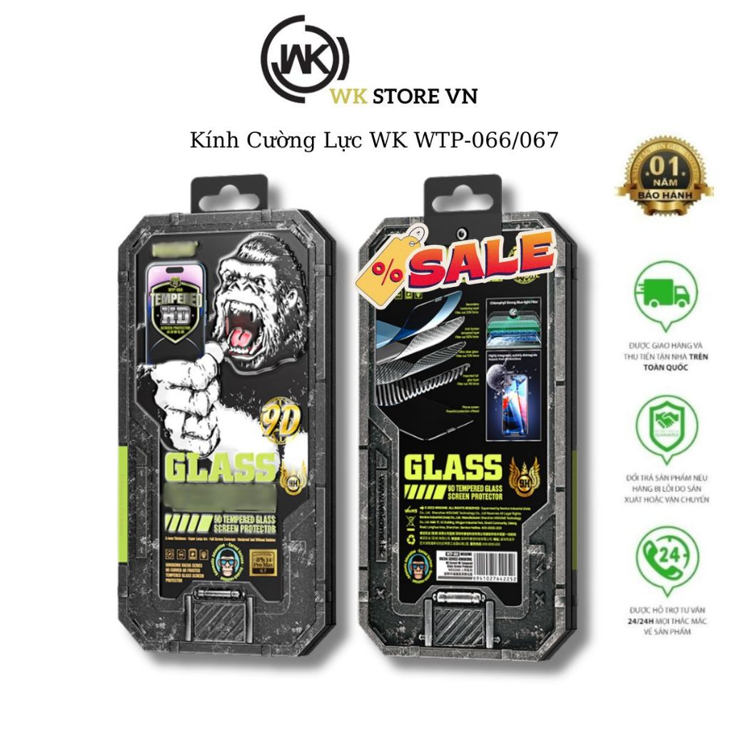 Kính Cường Lực, Miếng Dán Màn Hình Hạn Chế Vân Tay Tối Đa Wk Wtp - 066/067 Full Màn, Loại Cnt Và Loại Trong Suốt