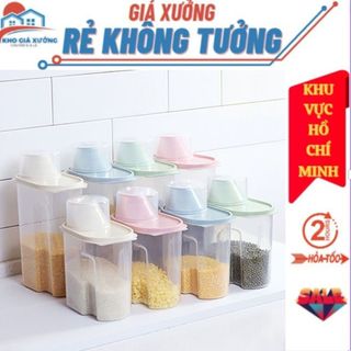  Combo 10 Hộp Đựng Rót Ngũ Cốc, Đồ Khô - Hộp Đựng Hạt Khô Bằng Nhựa 1,9L/2,5L Kèm Nắp Đậy