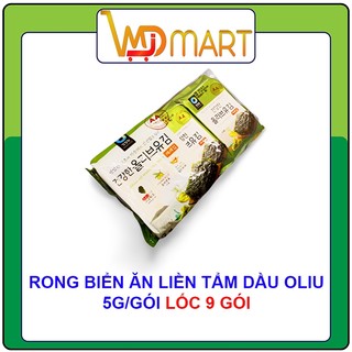 Lốc 9 gói rong biển ăn liền tẩm dầu oliu Deasang nhập khẩu Hàn quốc 5g/gói
