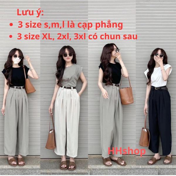 Quần Baggy Ống Suông Cạp Cao phom chín tấc, quần ống rộng-hhshop-99