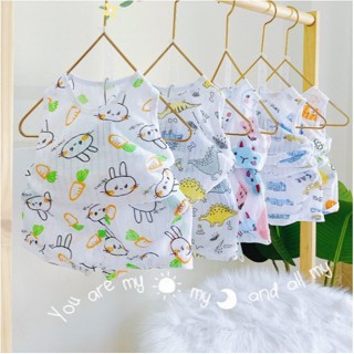 Bộ cotton giấy ba lỗ mỏng mát, cute cho bé trai, bé gái size 4-14kg