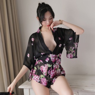 [Che tên] Áo choàng tắm Sexy voan hoa kiểu Kimono gợi cảm