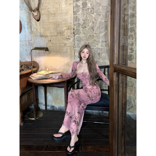 (SẴN M) ĐẦM BODY HOẠ TIẾT NỮ DÁNG DÀI CỔ VUÔNG ULZZANG