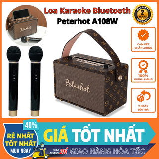 Loa Karaoke Bluetooth Peterhot A108W - Kèm 2 Micro Không Dây, Thiết Kế Sang Trọng, Âm Bass Mạnh Mẽ - Bảo hành 2 năm