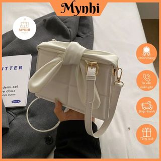 Túi đeo chéo nữ túi đeo vai thời trang da trơn kèm nơ bản to phong xách Hàn Quốc SMN694
